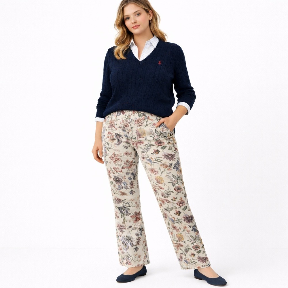 Polo Ralph Lauren Womens Pants Y2k Jenn Flare Floral Print Cotton 14